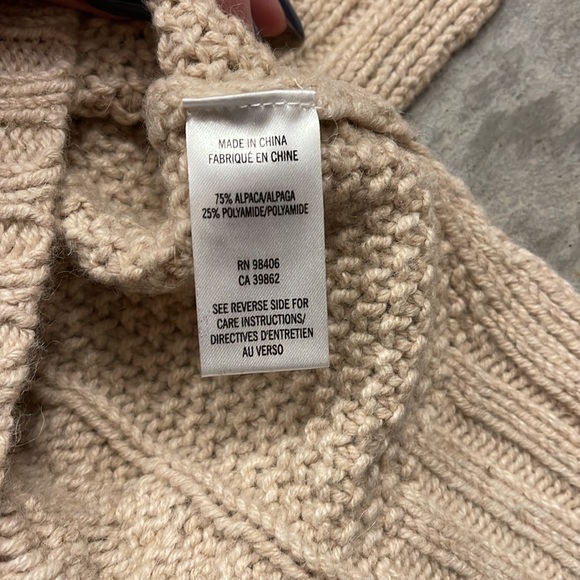 Theory Beige Cable Knit Sweater sz L - Picture 5 of 7